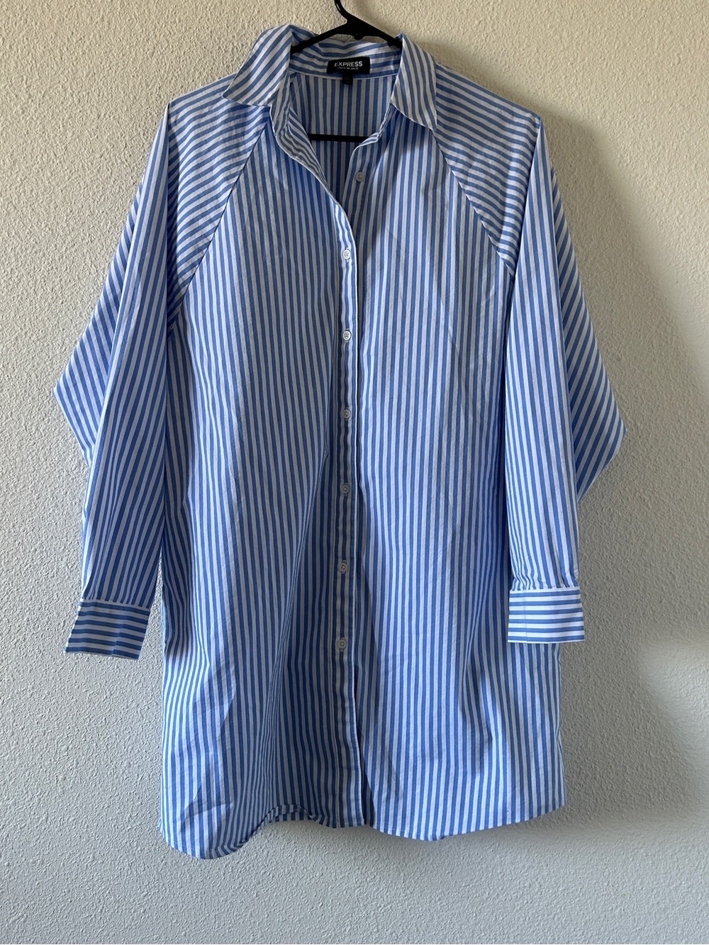 Express Striped Coastal Nautical Preppy button up Shirt Dress Small